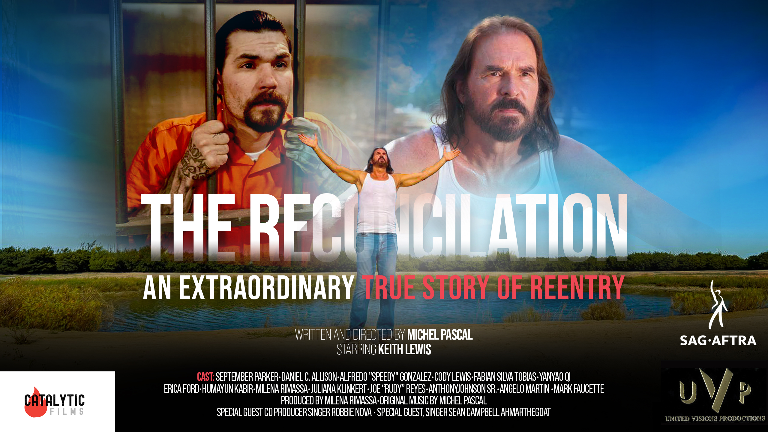The Reconciliation website banner with the film title, cast and production billing, and SAG-AFTRA, Catalytic Films and United Visions Productions logos.